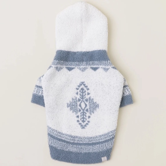 NWT Barefoot Dreams CozyChic Patchwork Pet Hoodie Dog Sweater Cream Stone - Picture 3 of 6